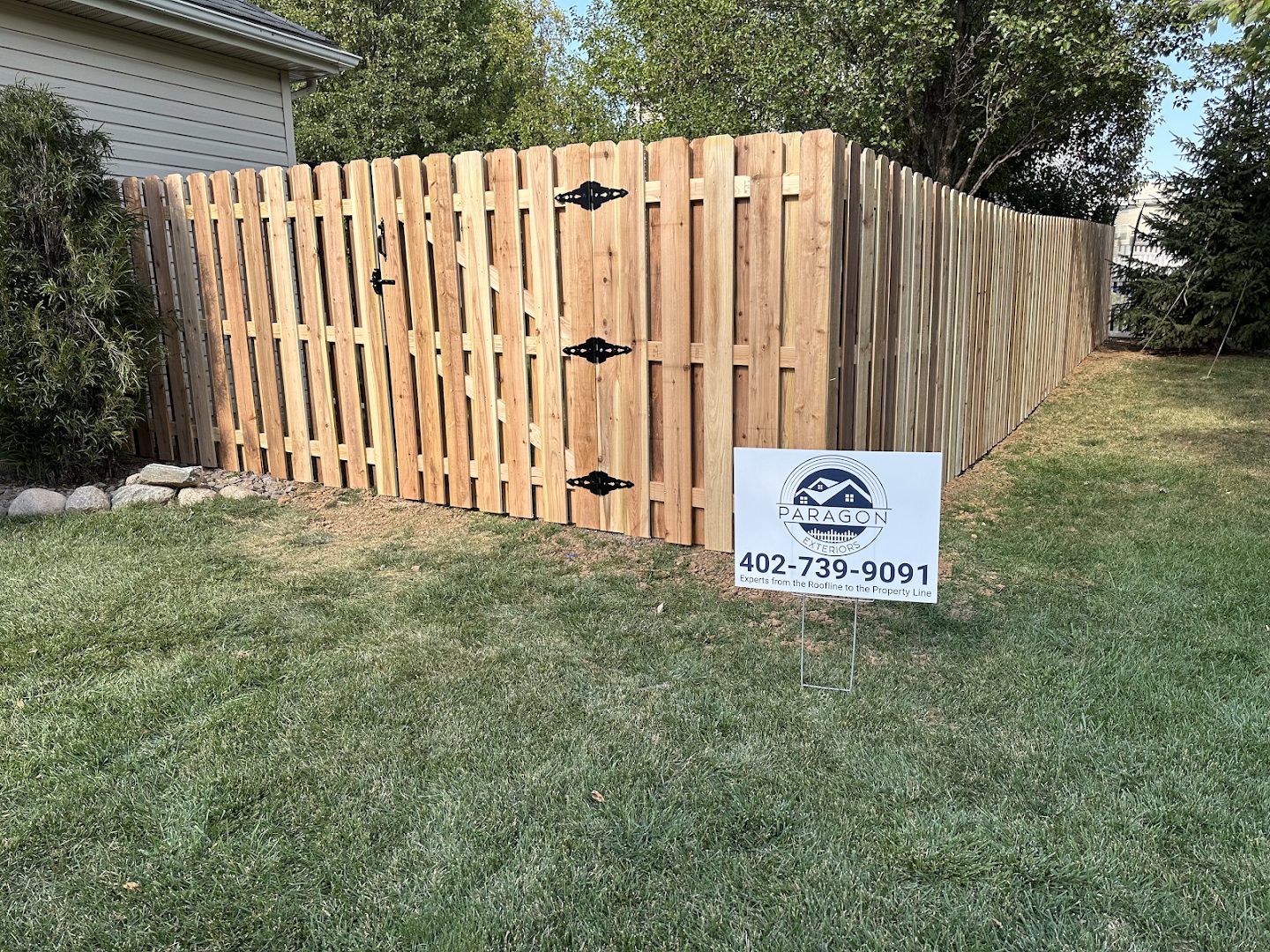 Cedar privacy fence with a matched gate
